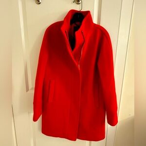 Jcrew Pea Coat-  Rich orange/red (Size 8)